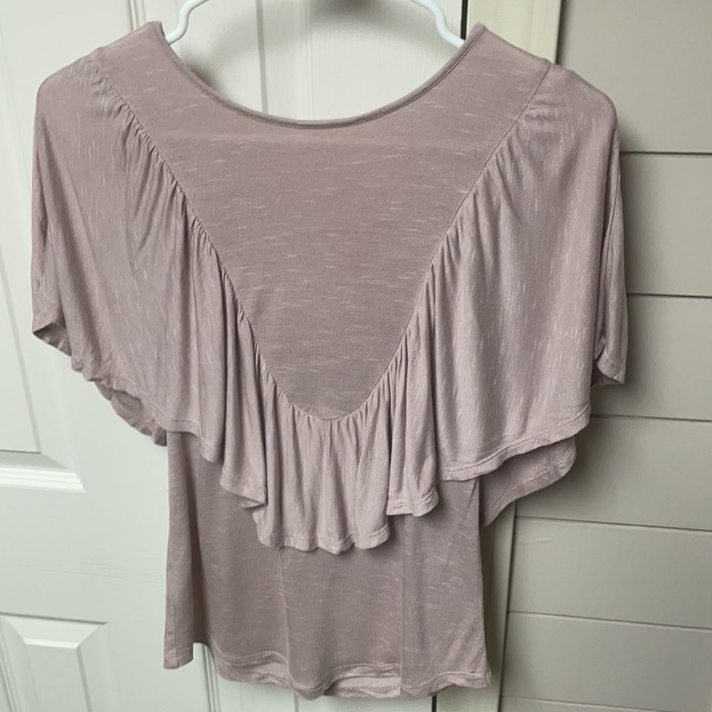 XXSP - Petite - Light Mauve Pink - Tee - Shirt - Top - Ruffle - LOFT
